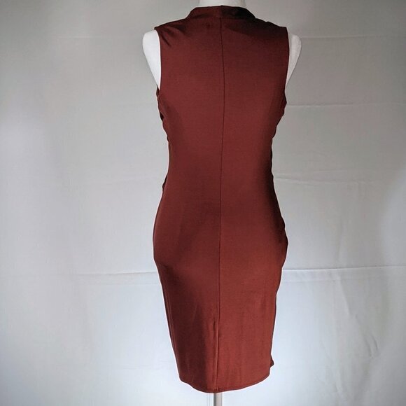 S WHBM Sleeveless Faux Wrap Burnt Orange Perfect Dress NWT - Picture 6 of 15